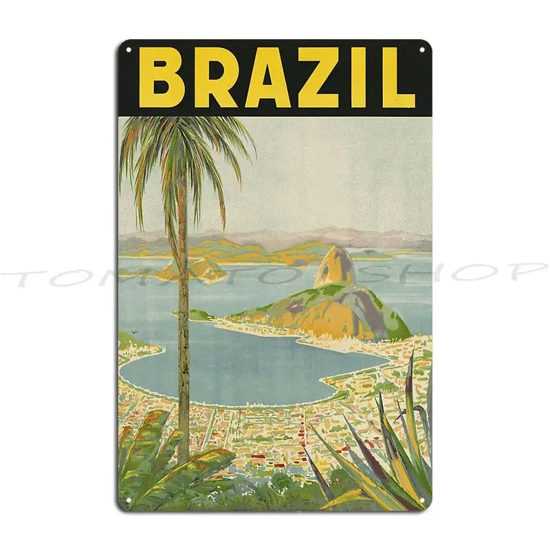 1940S Brazil Metal Sign Wall Mural Garage Wall Decor Party Plates Custom Tin Sign Poster