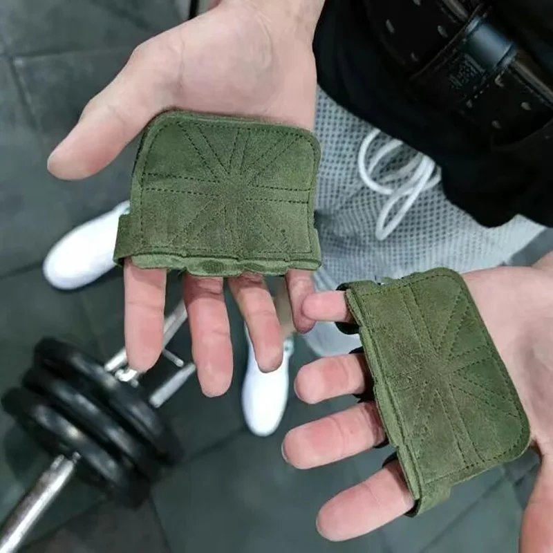 1Pair/2pcs Leather Weight Lifting Training Gloves Palm Protection Unisex for Fitness Sports Gymnastics Pull Ups Workout Grips