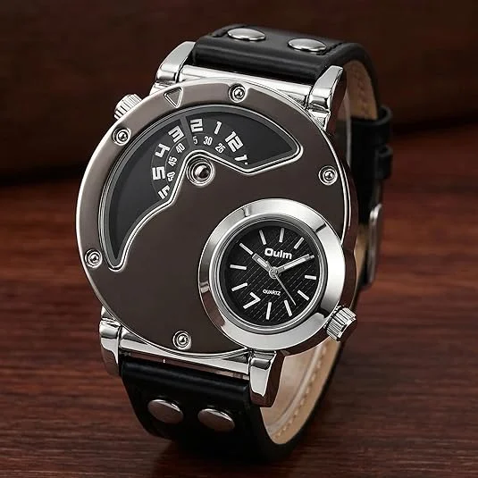 

Men's Dual-Dial Quartz Watch – Unique 2-in-1 Time Display, Stylish Dress Watch Suitable for Business and Casual Wear