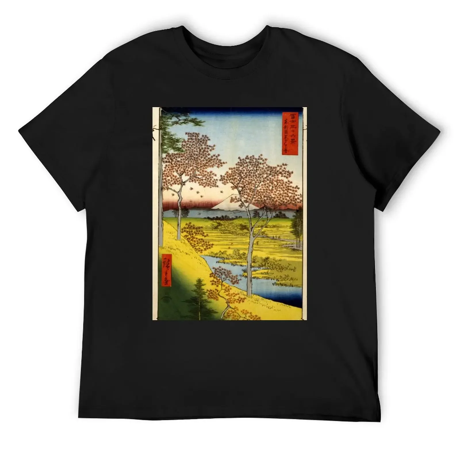 

Hiroshige Ando - Sunset Hill Meguro In The Eastern Capitol - 1858 - Woodcut T-Shirt man clothes tops graphic shirts T-shirt men