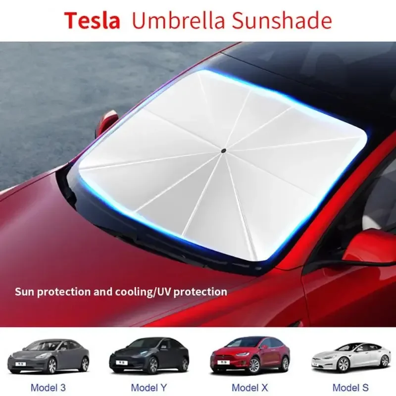 Stylish and beautiful car sunshade front window sunshade interior sunscreen heat insulating windshield Tesla