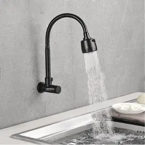 Baokemo 304 Kitchen Tap of Stainless Steel, Sink Flexible Hose, Cold Water, 2 Modes Tap, Mounted on the Wall, G1, 2 6 Main Sales Wall Taps Kitchen - №6