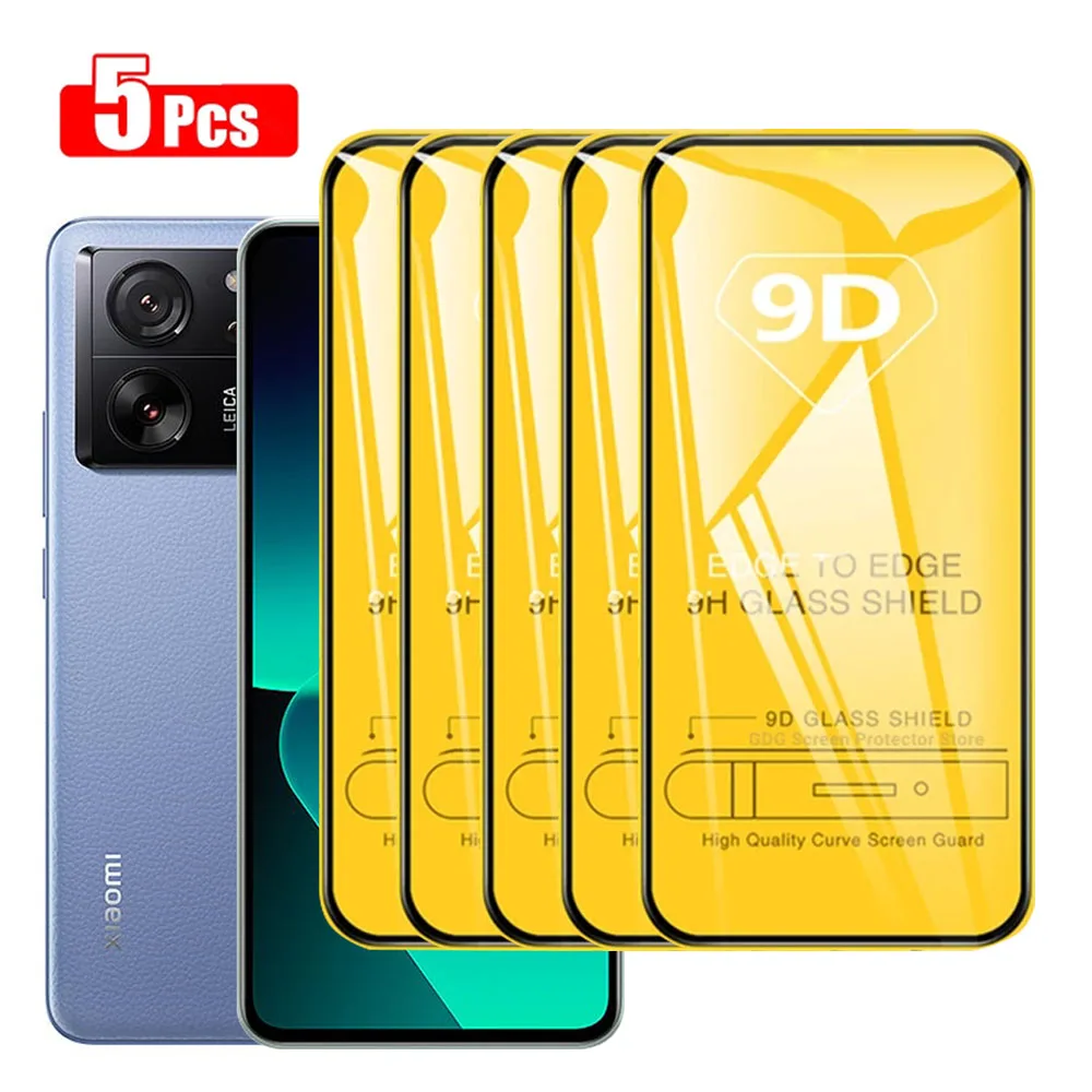 5PCS For Xiaomi 13T Pro Protective Glass for Xiaomi 12T 11T 10T 9T 9 Pro Tempered Screen Protector for Xiaomi 12 8 11 Lite 5G NE