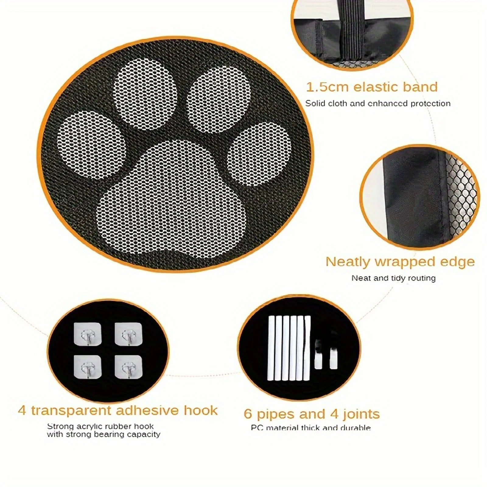 1pc Safety Protection Mesh Pet Gate Fence, No Drilling Isolation Net, Baby Gate Retractable Gates for Stairs, Doorways, Hallways