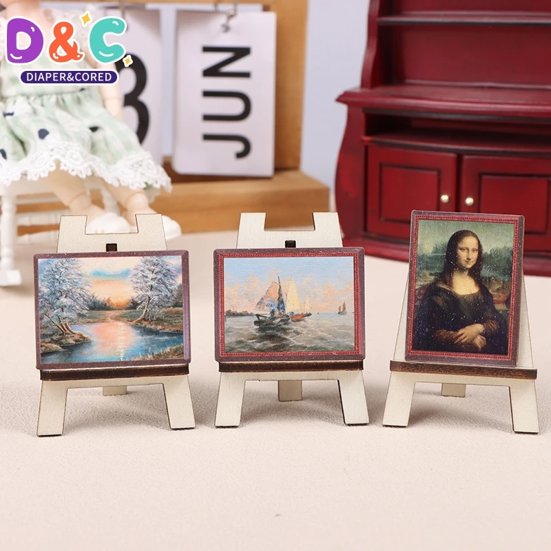 

1:12 миниатюрная картина маслом для кукольного домика, набор моделей доски для рисования, игрушечные аксессуары, декор для кукольного домика