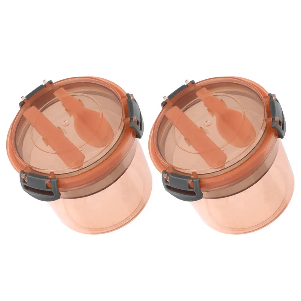 2Pcs Overnight Oatmeal Cup Set Sealed Leakproof Soymilk Container Portable Breakfast Jar Spoon Cereal Storage Jars for Travel