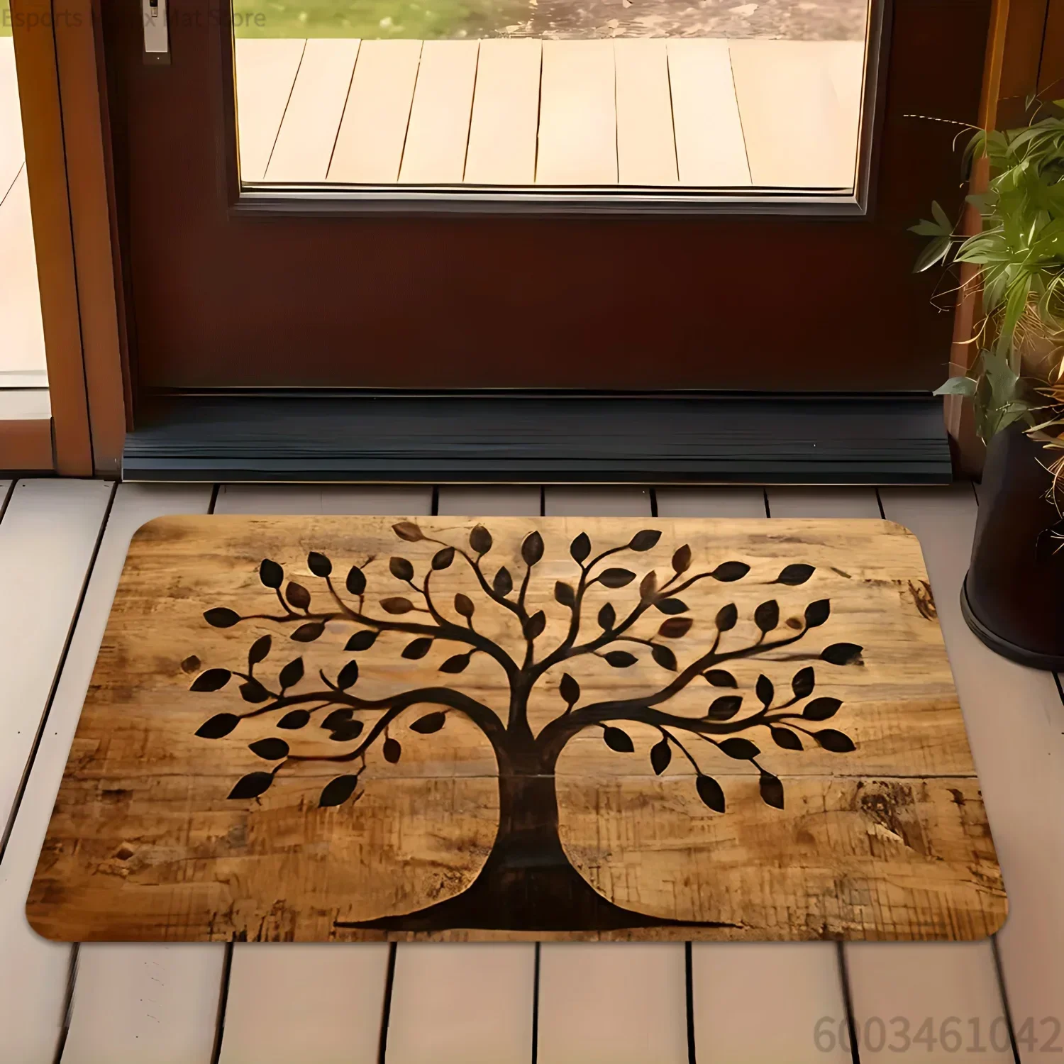 Embossed Tree‑Pattern Entry Doormat, Non‑Slip Durable Household Front‑Door Floor Mat