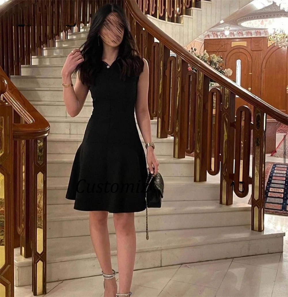 

Customized Jiayigong A-Line Black Formal Evening Gown Prom Knee-Length O-Neck Party Bridesmaid Dresses for Women 2023