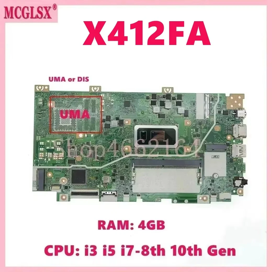 X412FL Mainboard For ASUS X412FA/FAC/FAG X412FJ X412FLC/FLG A412F F412F K412F S412F V412F R424F V4000F Laptop Motherboard