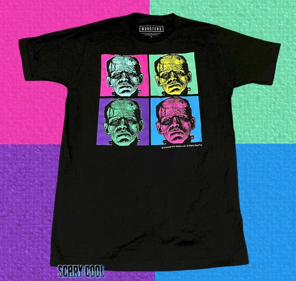 

New Frankenstein Warhol Black Mens Vintage Throwback T-Shirt