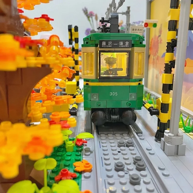 Klocki konstrukcyjne Slum Dunk Kamakura, model ulicy z kwiatami wiśni, ozdoby kolekcjonerskie, zabawki, prezenty urodzinowe