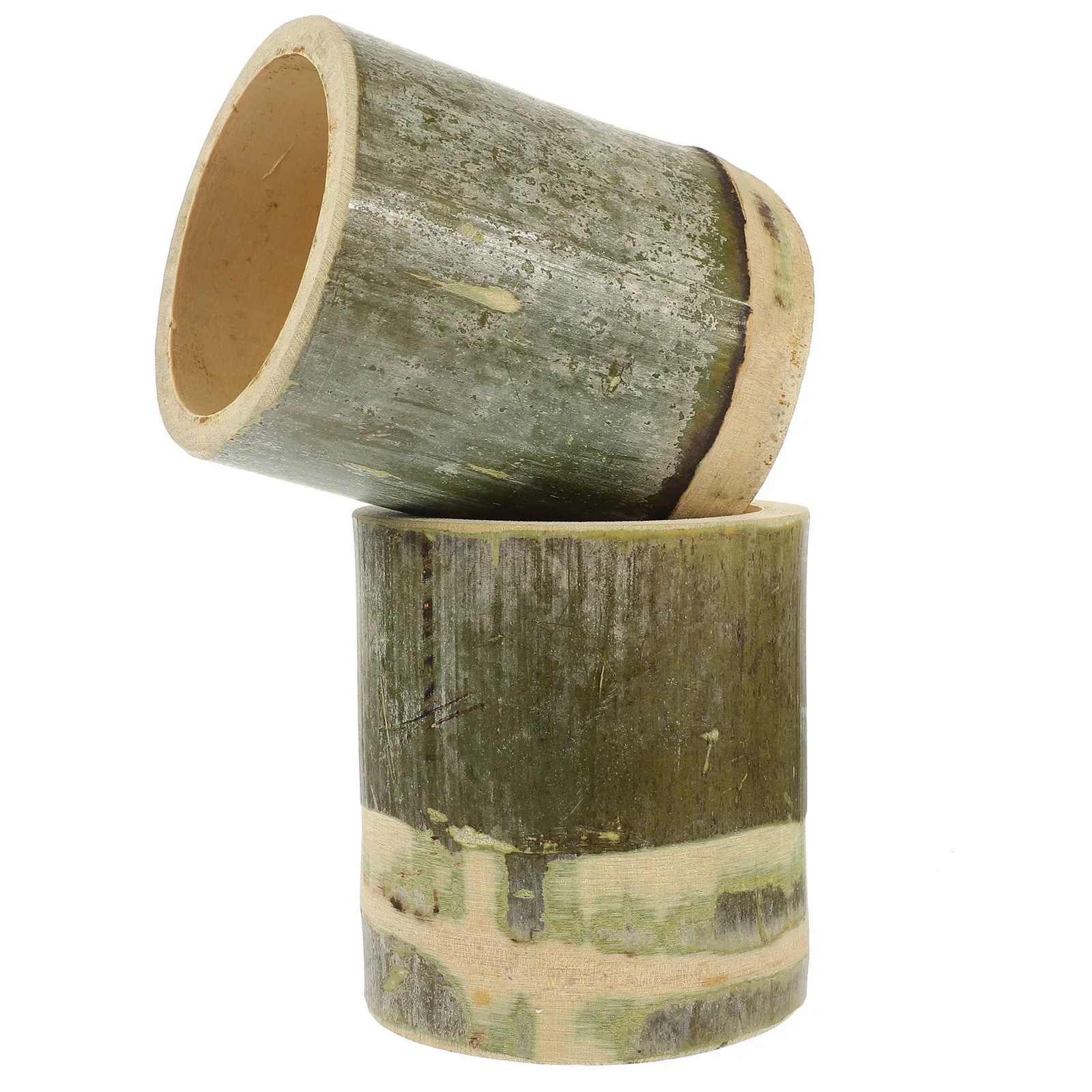 2 قطعة حامل أقلام من الخيزران منظم مكتب متعدد الوظائف وعملي للطلاب والزملاء حامل أقلام #4