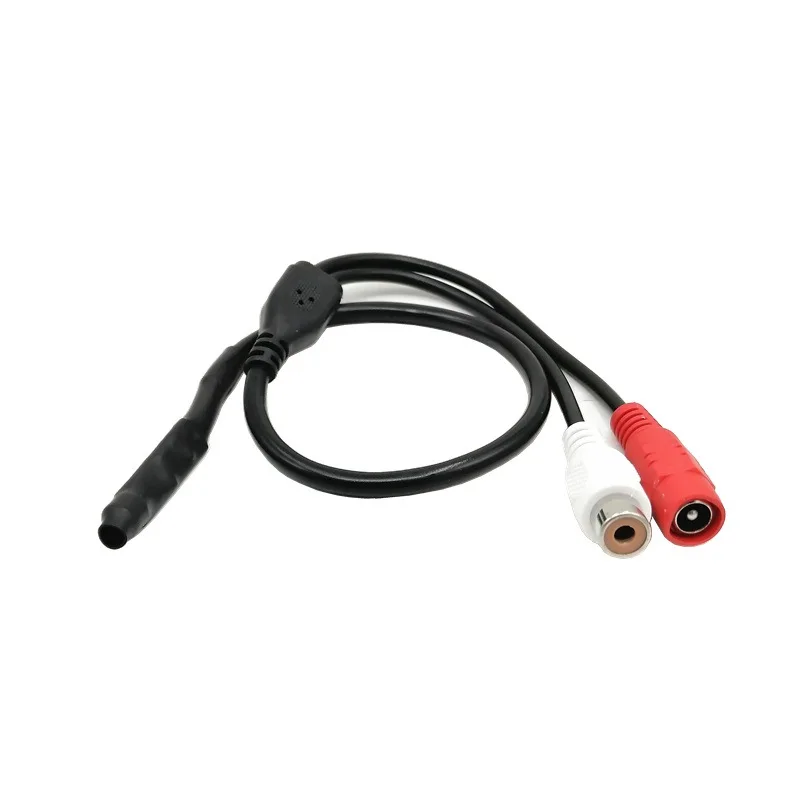 DC 12V Mini Microphone Pickup Sound Monitor Audio Pickup RCA Power Cable for Cctv Camera DVR Video Surveillance