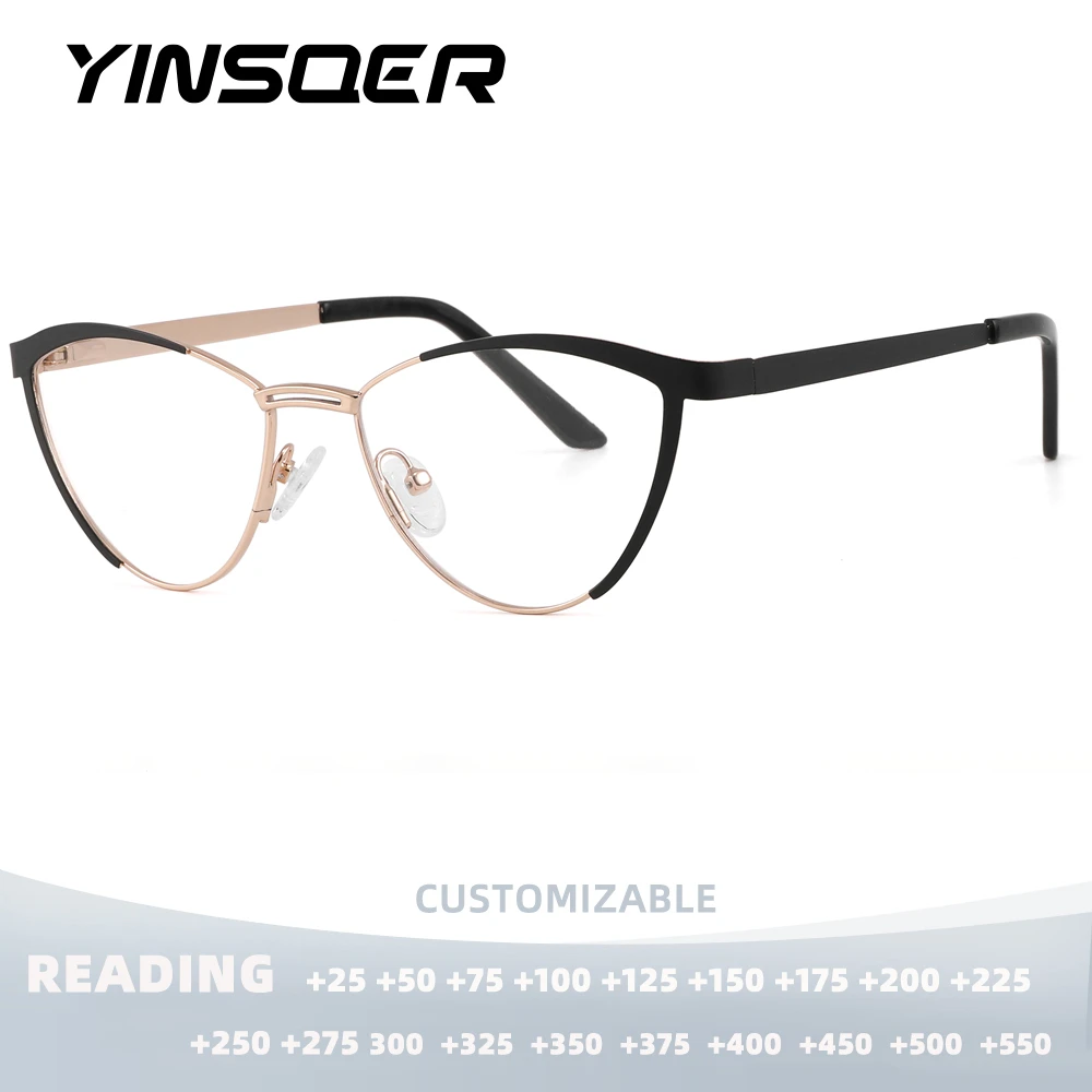 Fashion Cat Eye Anti Blue Light Glasses Frames Metal Spring Hinge Prescription Spectacles for Women Fashion Reading Glasses