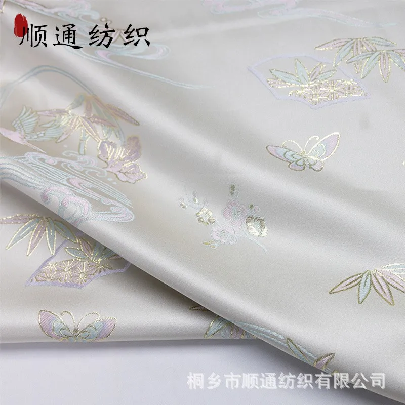 Golden thread brocade flower relief jacquard fabric soft and flowing traditional Chinese style new Chinese-style clothing