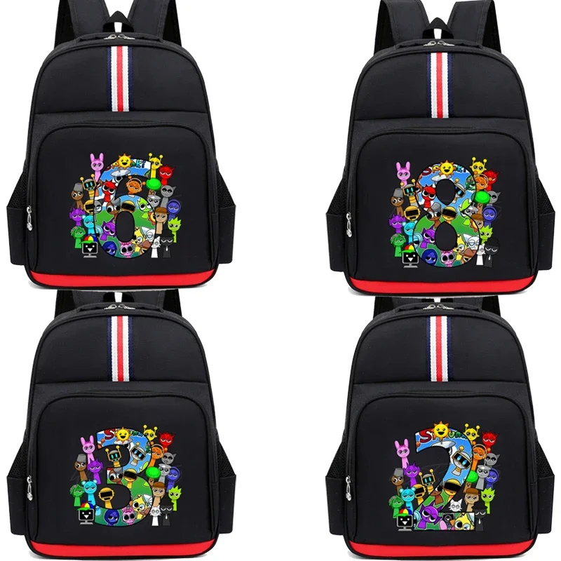 

Sprunki 1-9 Number Pattern Schoolbag Boys Girls Cartoon Backpack Children Sprunki school bags Lightweight Primary Bookbag