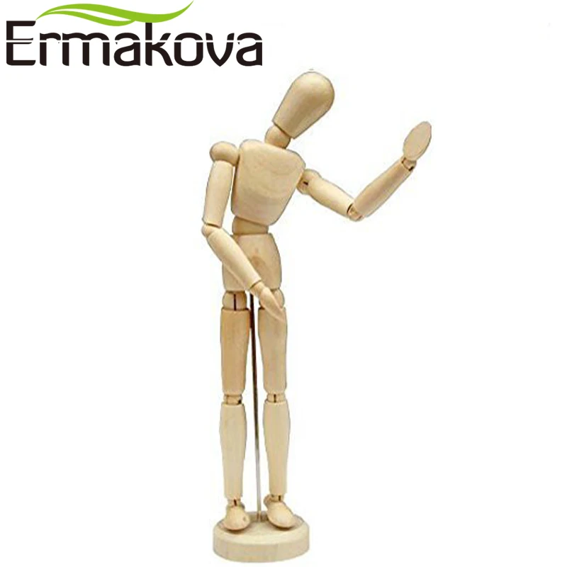 ERMAKOVA 2 pcs/Set 5.5 Inch Wooden Human Mannequin 7 Inch Wooden Mannequin Hand Model Human Artist Model for Drawing Sketch