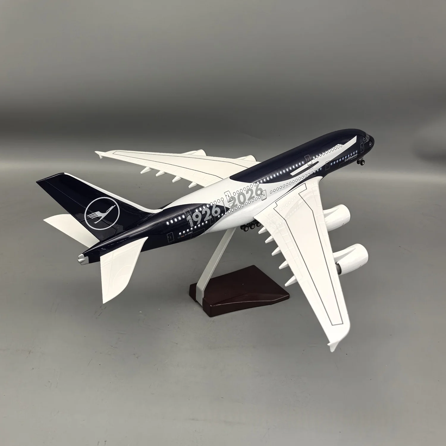 

46cm Lufthansa A380100th Anniversary Airplanes Model 1/160 Scale Plane Aircraft Resin with Wheel Light Souvenir Hobby Collection