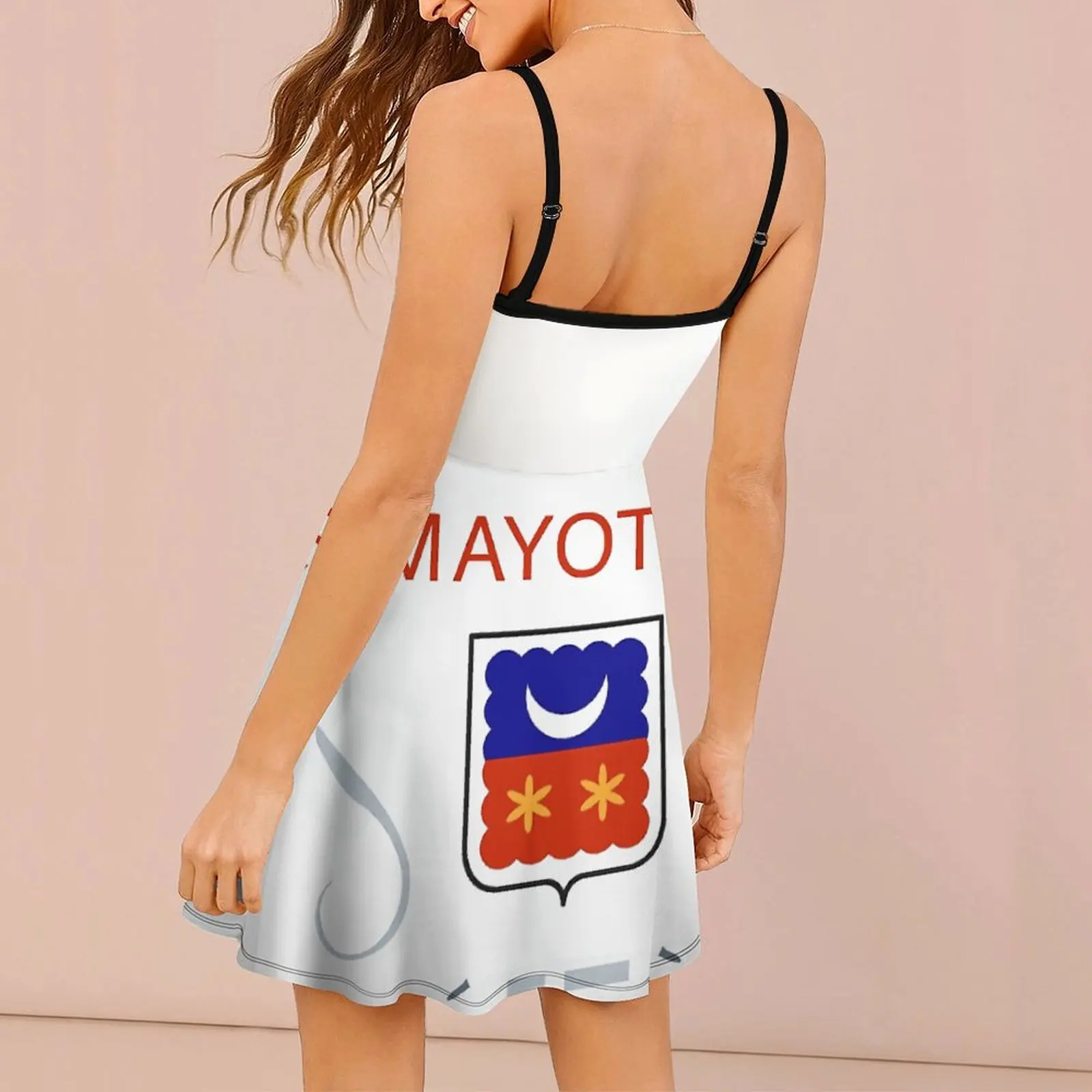 Exotic Mayotte Flag Coat of Arms of Mayotte Flag Gift para mujer, vestido de tirantes, club Vintage divertido, vestido de tirantes para mujer Gra