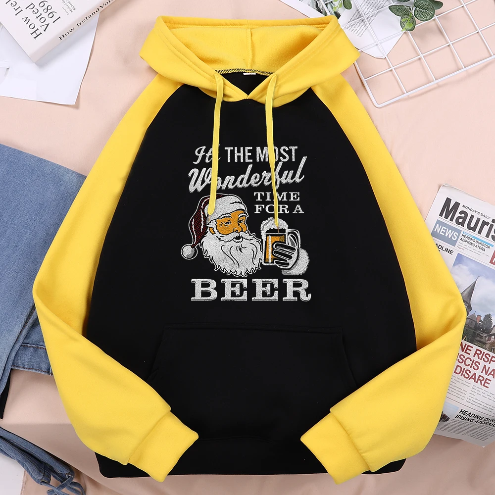 

It'S The Most Wonderful Time For A Beer Hoodie For Man Fashion O-Neck Oversize Sweatshirt Fleece Casual Mens Raglan Long Sleeves