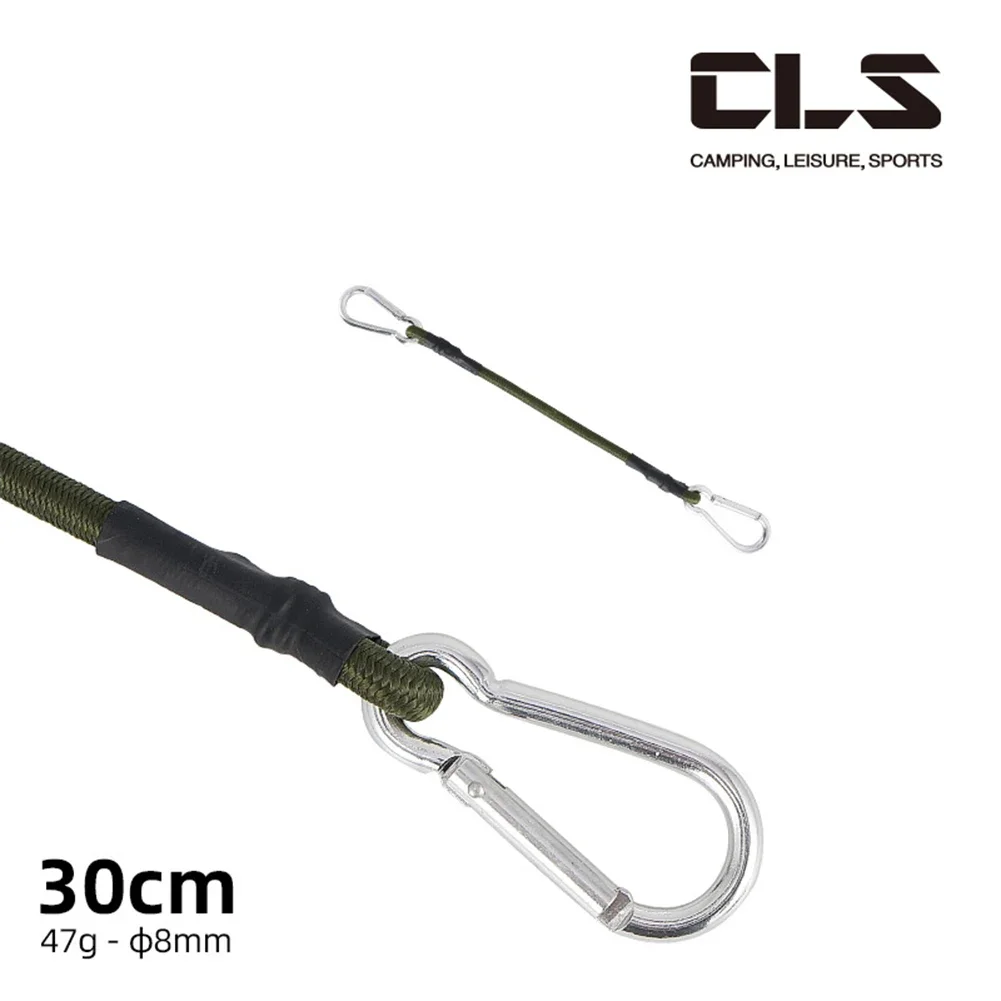 New Practical Carabiner Elastic Cords Rubber Material Bungee Cords Carabiner Bungee Cord Strong Metal Hooks Army Green