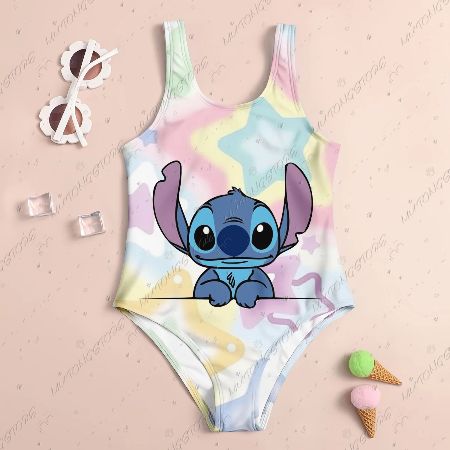 24 New Baby Swimsuit Girl 2024 Stitch Children Women Swimwear Beach Swimsuit Kids 4-14 Years Old Sell Like Hot Cakes Girls\' Girl