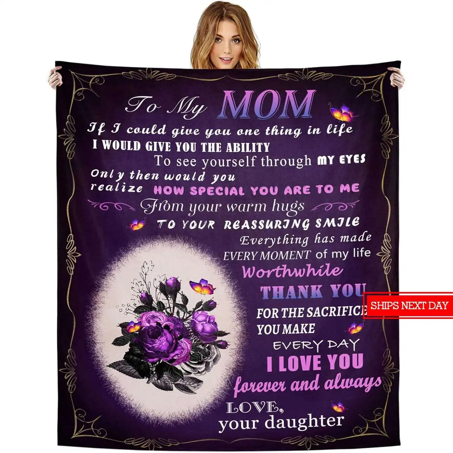 Mother's day, A gift from my daughter to my the best mother's gift, my mother's flannel blanket