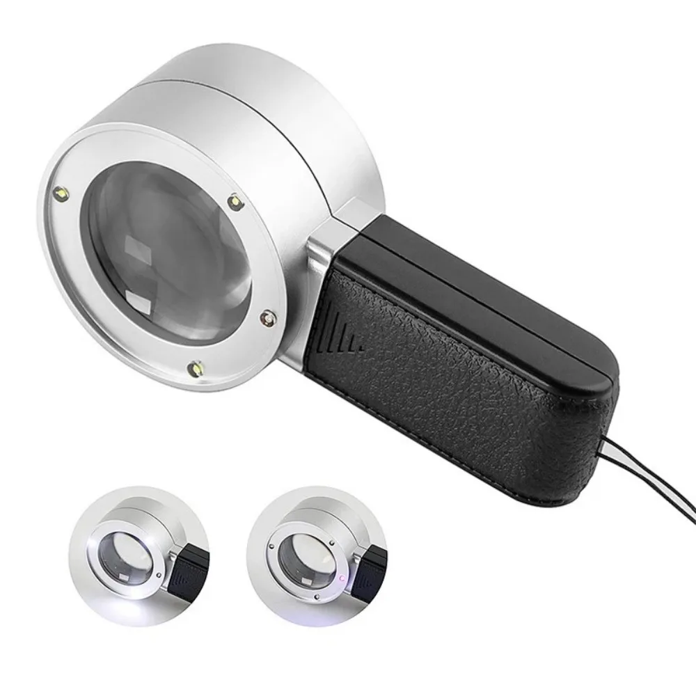 Portable 30X Magnifying Glass with Professional LED Light Double Llayer Optical Glasses Lens Loupe Magnifier Multipurpose