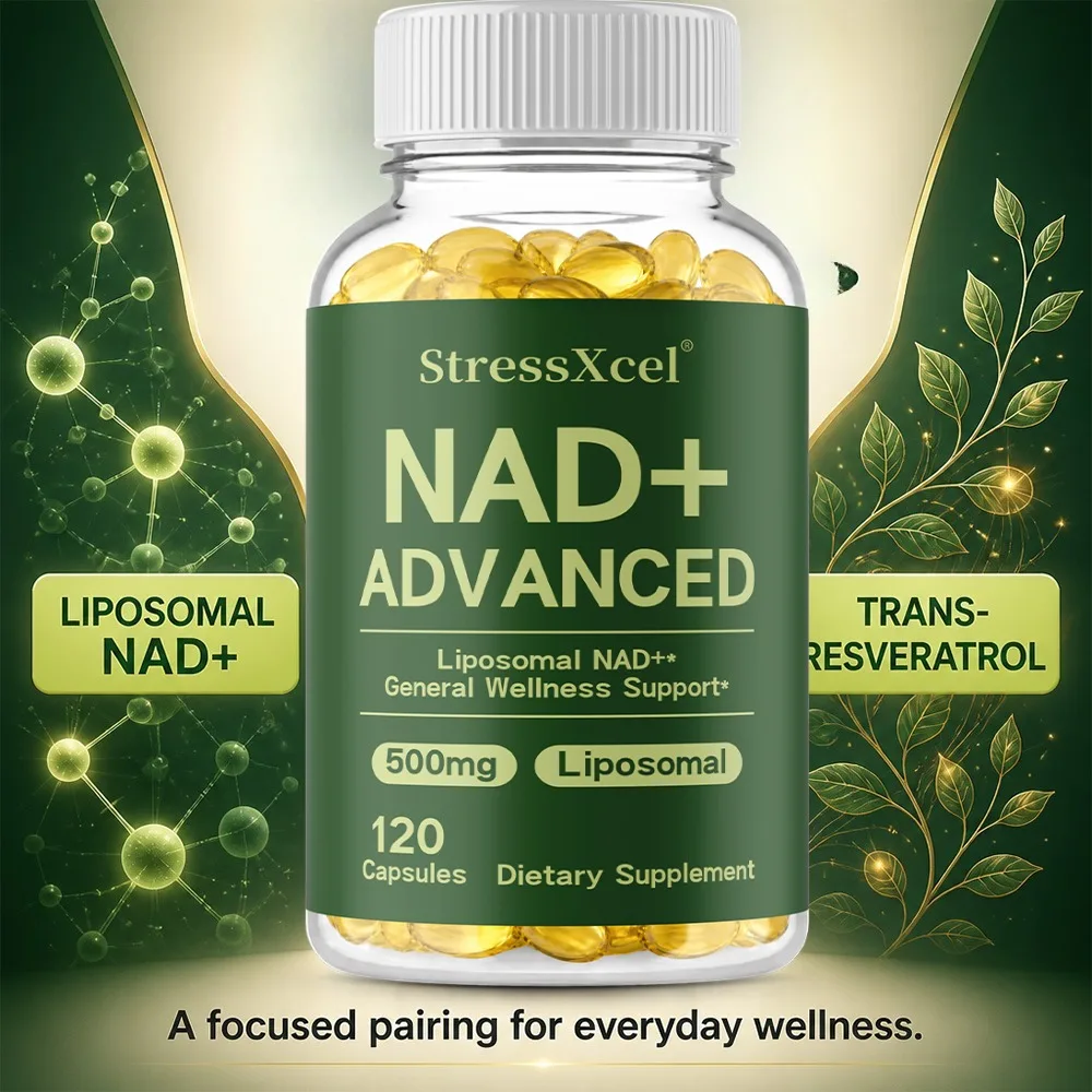 Liposomal NAD+ Supplement, 500mg with Trans-Resveratrol, Promotes Anti-Aging, Energy and DNA Repair, Brain Function