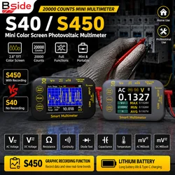 BSIDE Photovoltaic PV Digital Multimeter 20000 Counts True RMS Voltmeter Tester, 2.8” TFT Color LCD with Rechargeable, Measures