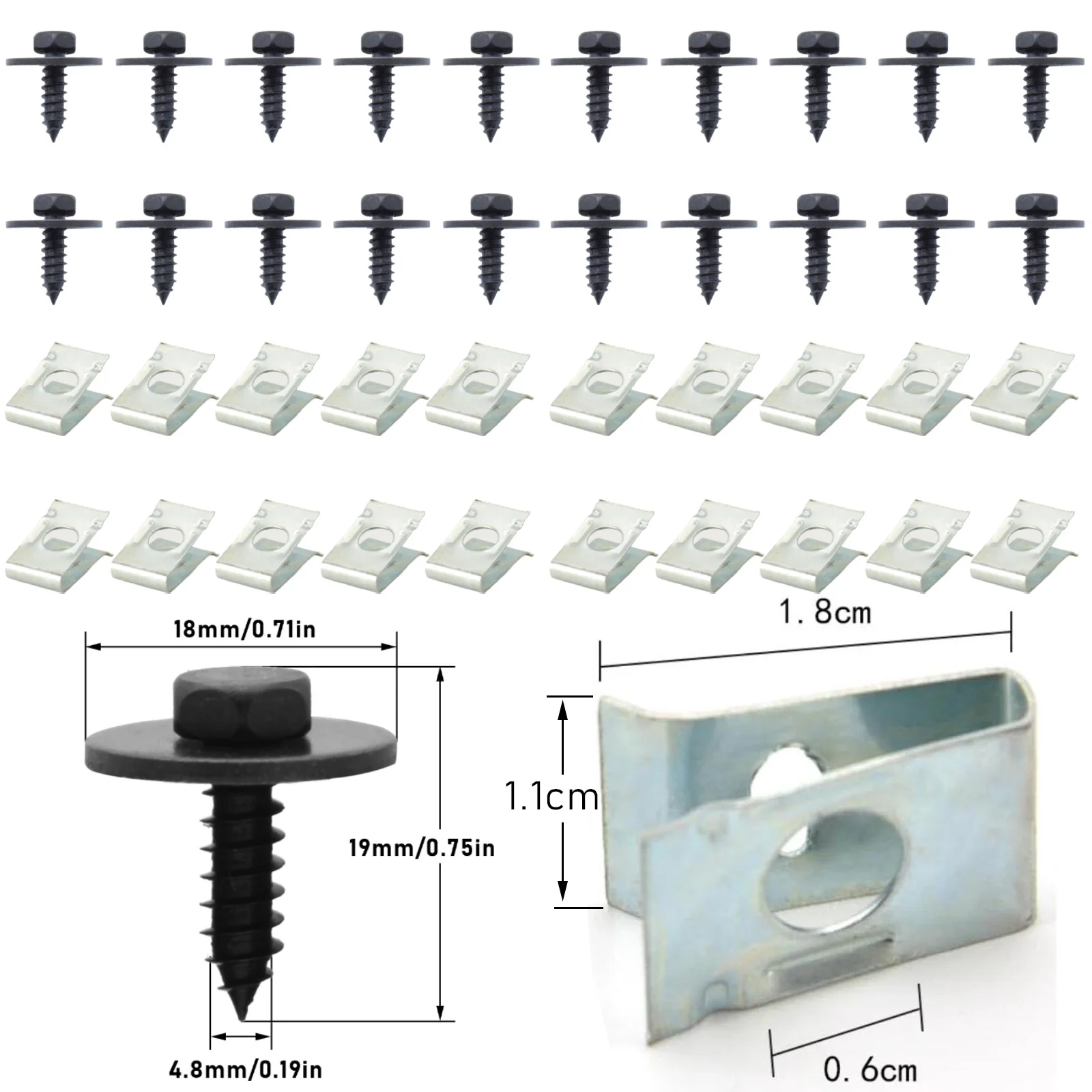 40PCS U Nut Hex Screw Speed Fastener Undertray Sheet Metal Clip Fixing For BMW E32 E38 E65 E66 F01 F02 F04 MINI