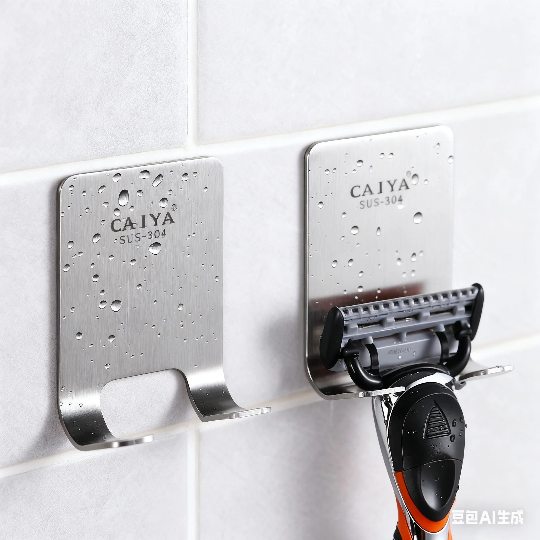 حامل ماكينة حلاقة من الفولاذ المقاوم للصدأ، خطاف ماكينة الحلاقة، رف، دعامة تخزين، حامل ماكينة حلاقة يدوية قديمة الطراز للحمام #2