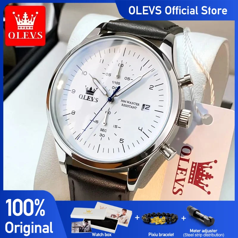 OLEVS Original Men\'s Watches Top Brand Chronograph Quartz Watch for Men Waterproof Luminous Date Male Wristwatch Casual Luxury