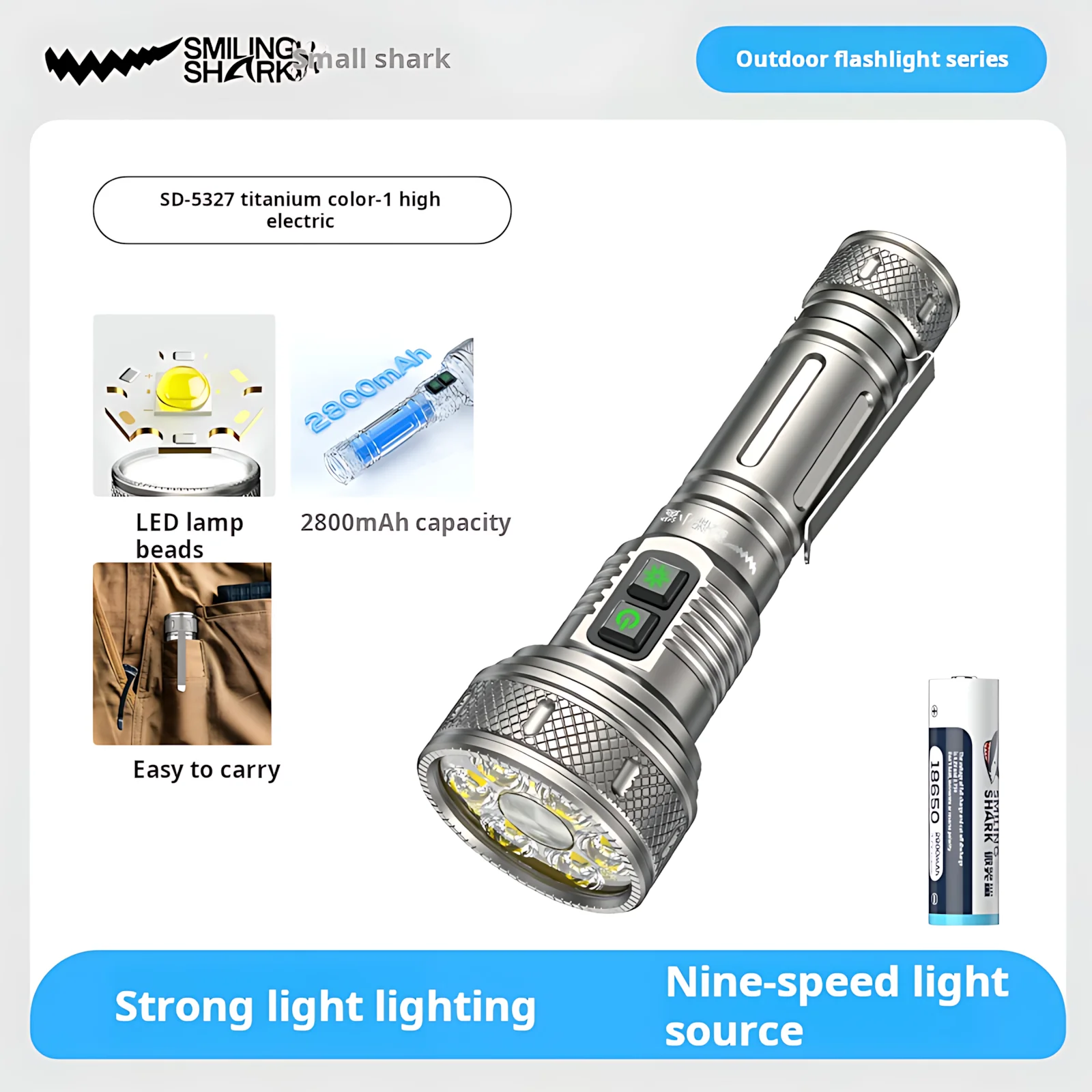 Lampe Torche LED Rechargeable USB-C - 9 Modes, Variation Continue et SOS - Etanche IPX4 (Alliage d'Aluminium) pour Randonnée & Urgence