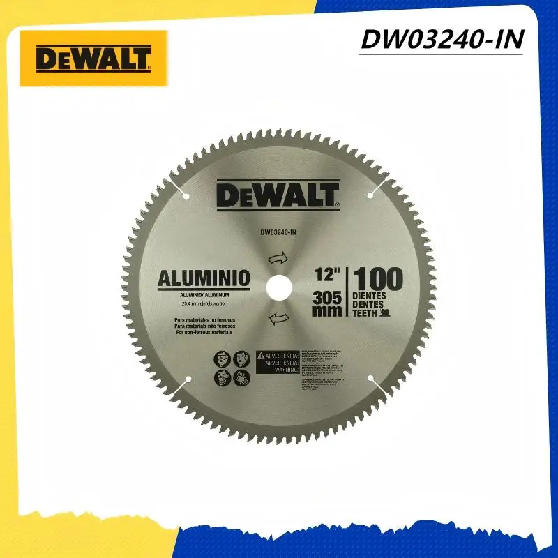 

DEWALT DW03240-IN 12" (305x25.4mm) 100T Tungsten Carbide Circular Saw Blade for Aluminium Cutting