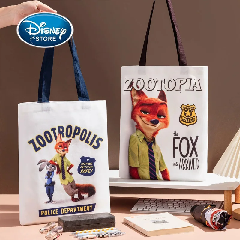 

Холщовая сумка для репетиторов Disney Zootopia, сумка с рисунком Джуди Ника, сумки на плечо, большая вместительная сумка для книг