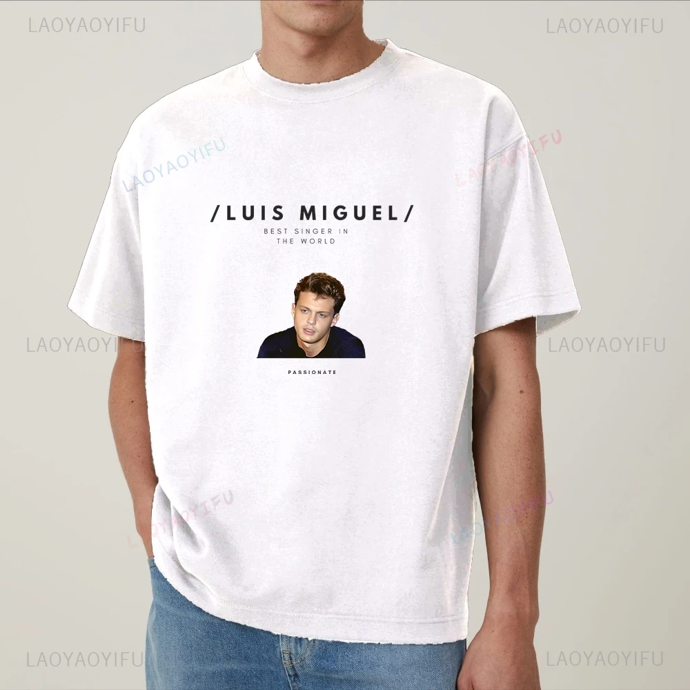 Moda Luis Miguel - Camiseta estilo música. Camisa de manga corta Harajuku de moda adecuada tanto para hombres como para mujeres.