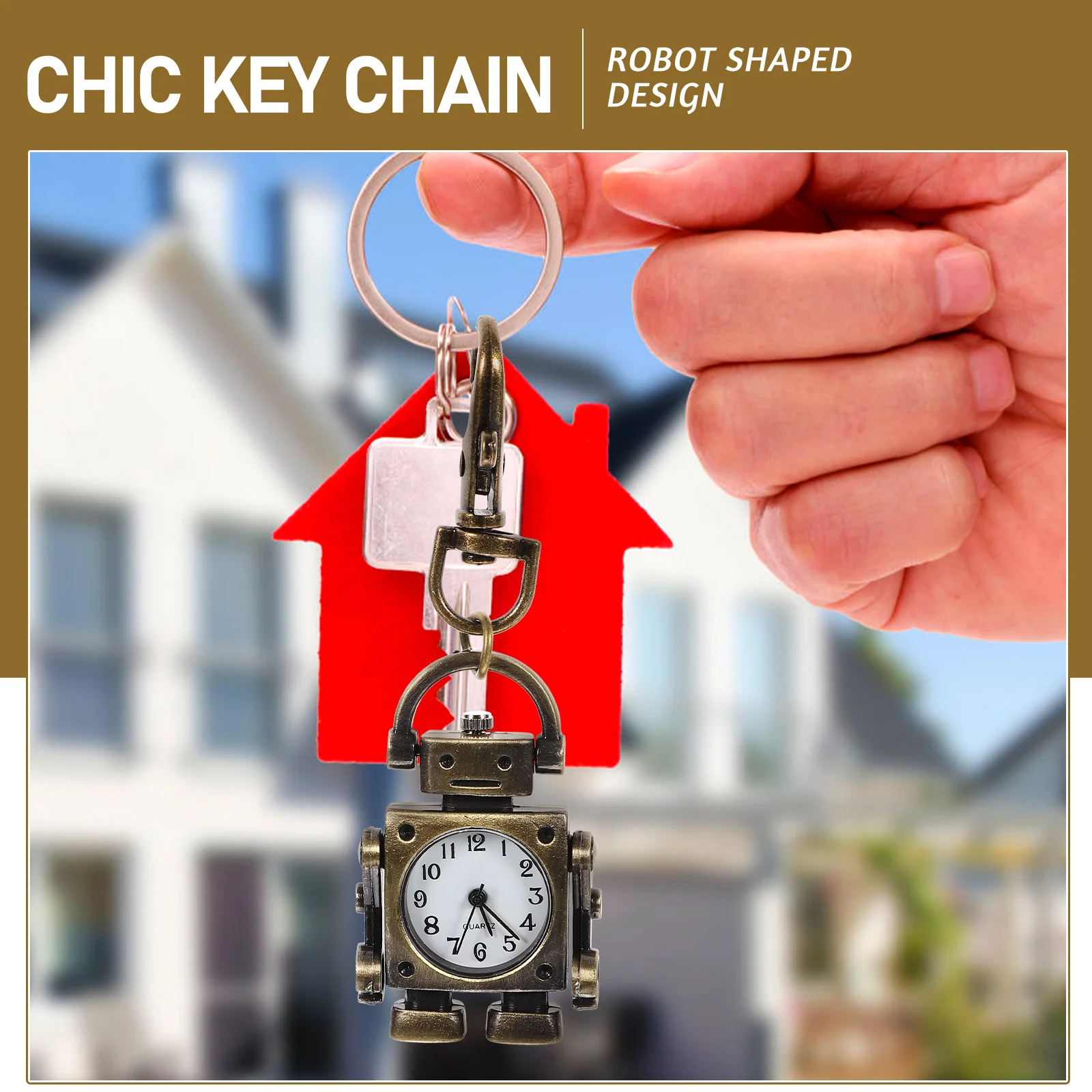 

Robot Shaped Vintage Clock Pendant Retro Pocket Watch Key Ring Great Gift Robot Shaped Key Ring Idea Fashion Accessories