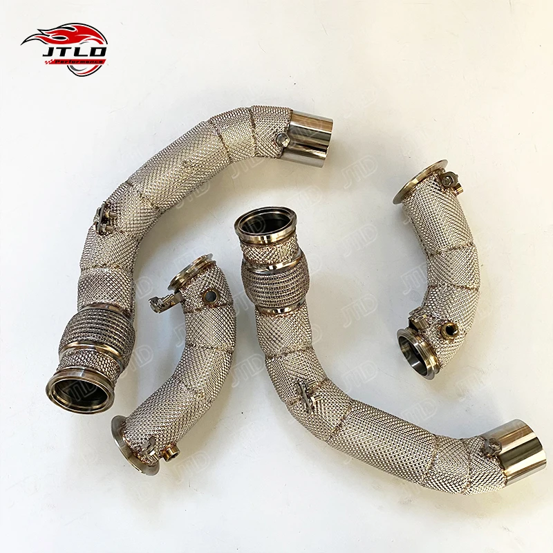 JTLD Performance 304 Stainless Steel Exhaust Downpipe for BMW F90 M5 F96 M6 Test Pipes With Heat Shield Down Pipe