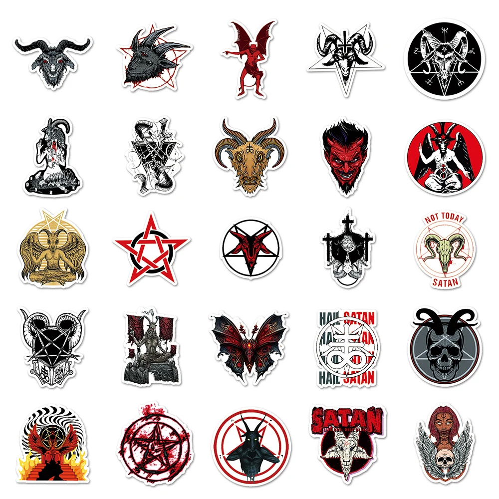 10/30/50pcs Gothic Demon Satan Stickers Decals Waterproof DIY Graffiti Laptop Motorcycle Skateboard Car Cool Sticker Kids Toys