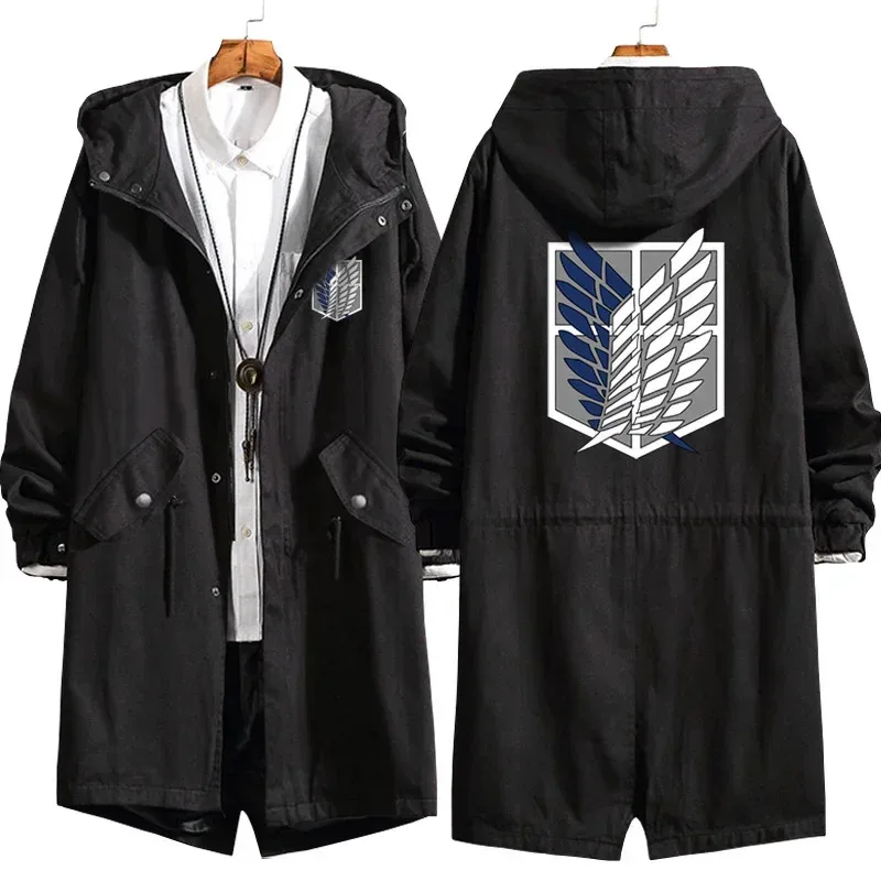 

Attack on Titan Levi Ackerman Wind Trench Long Hoodie Jacket Shingeki No Kyojin Eren Sasha Ymir Armin Cosplay Wings of Liberty