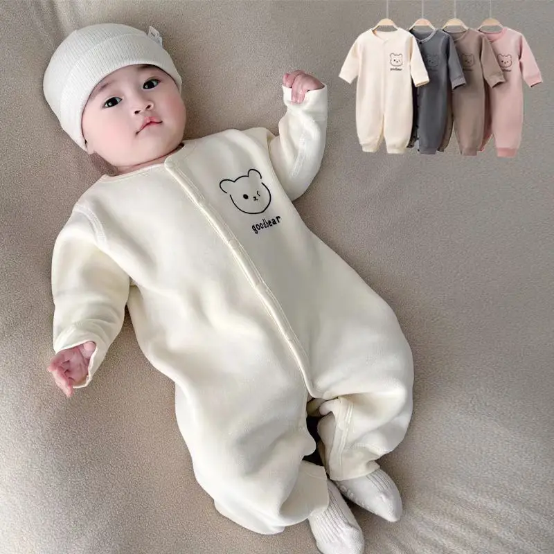 

Baby Padded Jumpsuit Newborn Warm Romper Winter Casual Crawling Clothes Boys Girls Cartoon Onesie Autumn New Children's Pajamas
