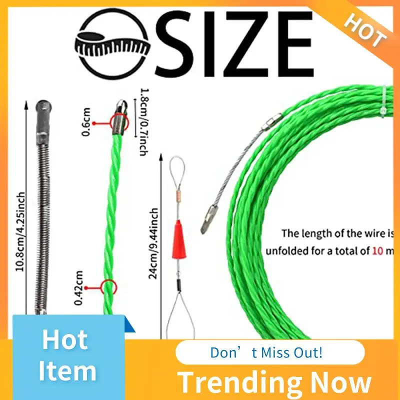 1Set Fish Tape Cable Puller Kit 4.5Mm PET Electrical Cable Puller Green Through Wall Wire Guide Device Threader Polyester