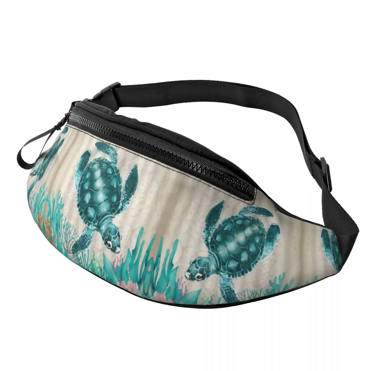 Custom Cool Ocean Sea Turtle Fanny Pack for Running Women Men Crossbody Waist Bag Phone Money Pouch
