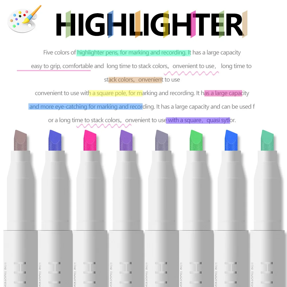Multi-color double-headed highlighter marker, student's large-capacity marker, eye protection handbook