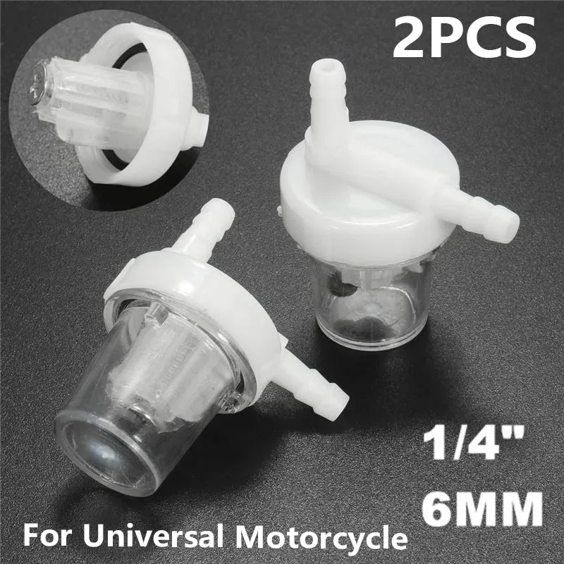 2pcs 496875 Universal Motorcycle Petrol Fuel Filter White Clear 1/4