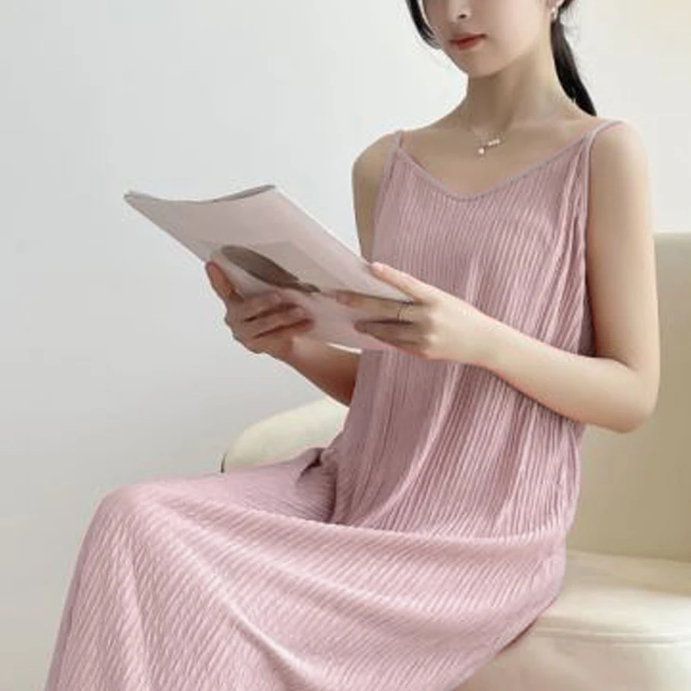 

Elegant Elastic Knit Evening Dresses Women Retro Club Party Loose Strap Dress Sleeveless A-Line Straight Beach Holiday Dress