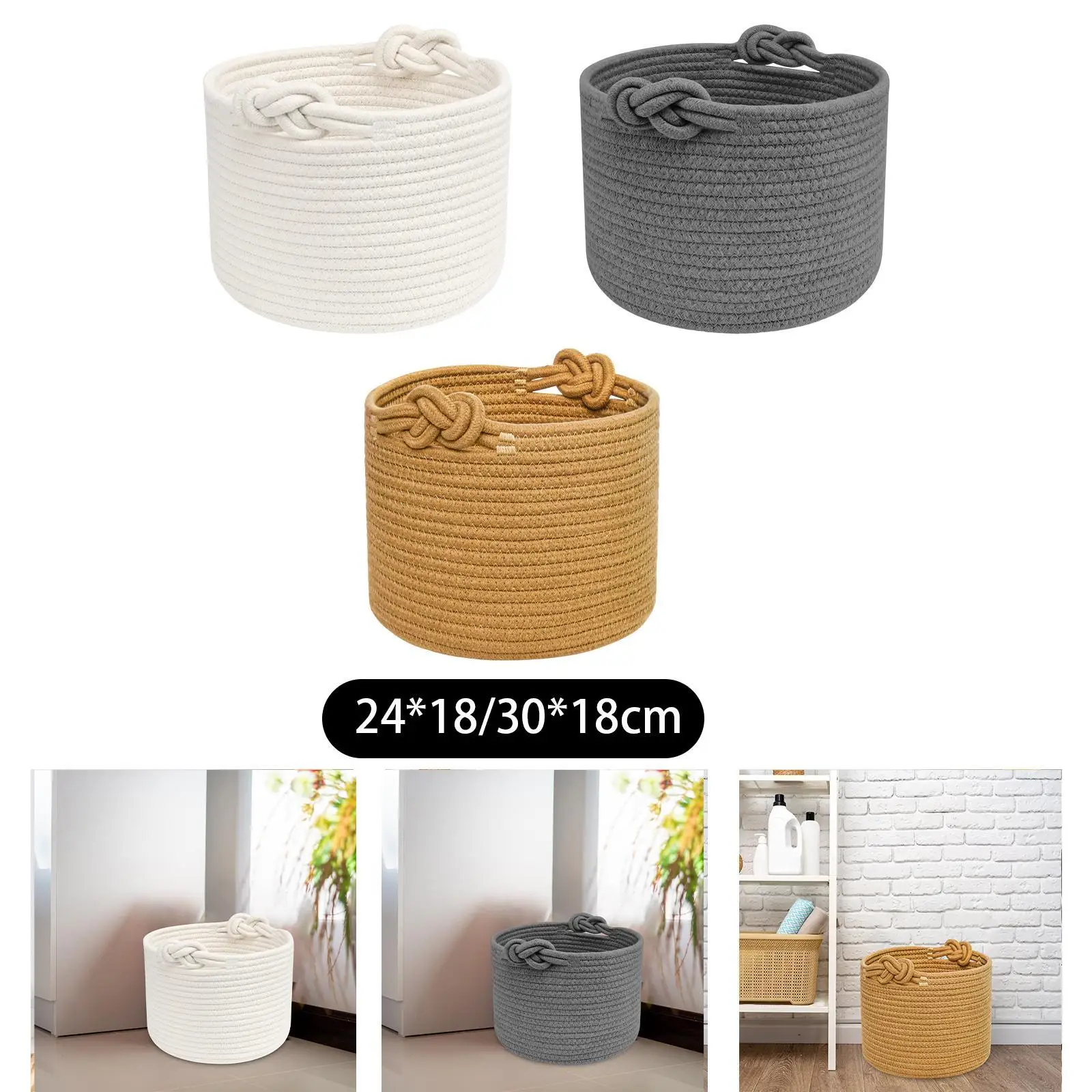 Decorative Round Storage Basket Multifunctional Portable Foldable Home Decor for Headset Wire, Remote Control Lightweight