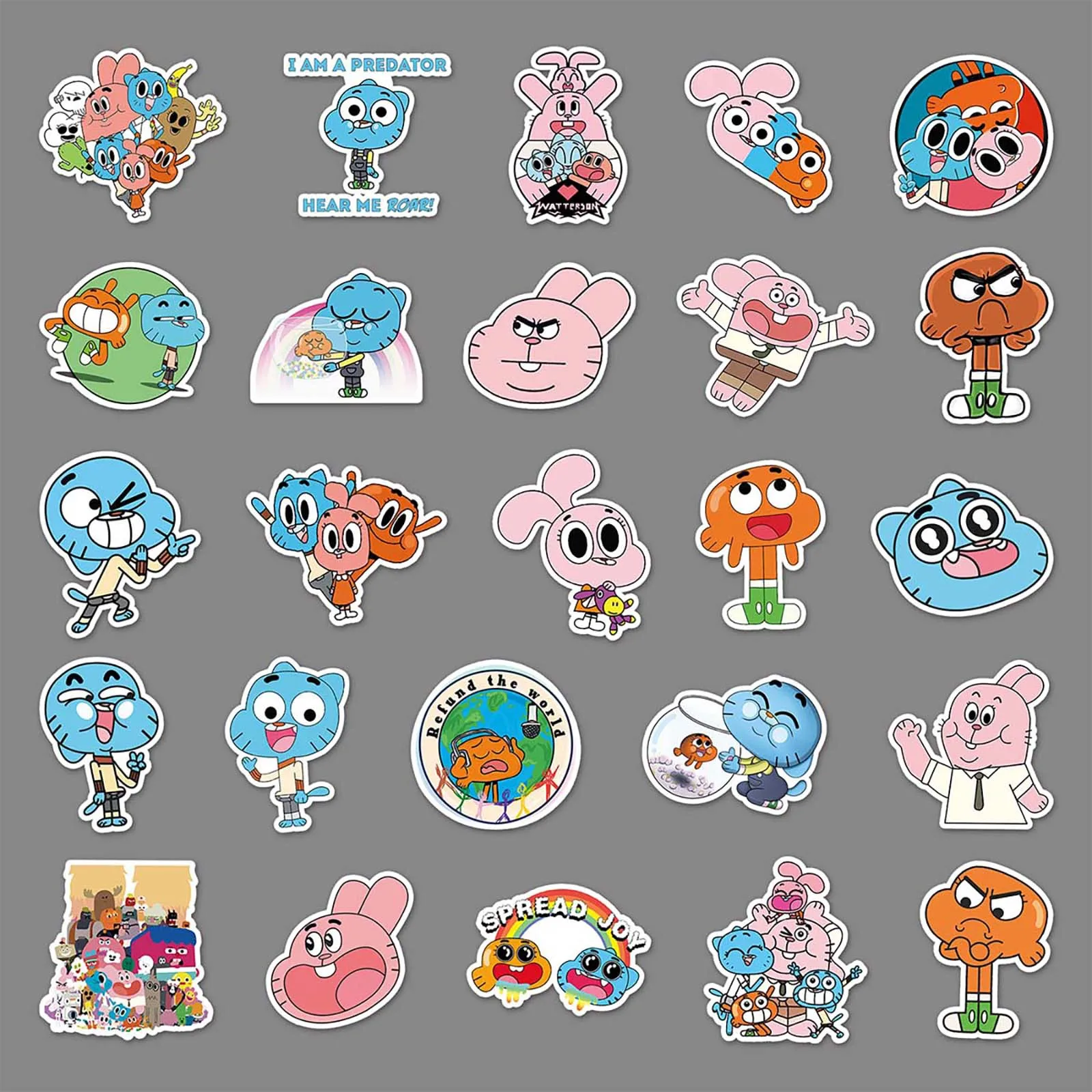 50PCS น่ารัก The Amazing World of Gumball การ์ตูนสติกเกอร์กันน้ํา DIY ตกแต่งโน้ตบุ๊คมือถือกีตาร์กระเป๋าเดินทาง Graffiti ของเล่น