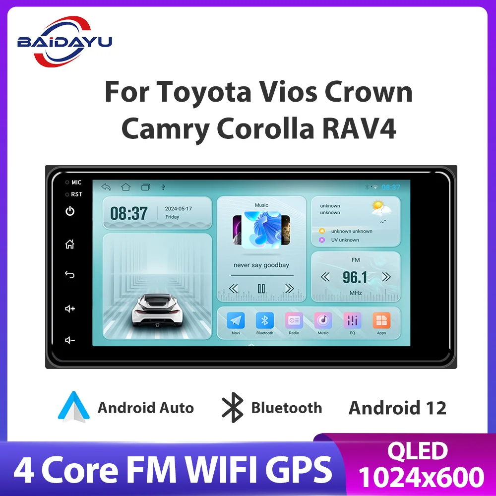 Android carplay 7inch 2din car radio player Bluetooth GPS Wifi For Toyota Universal Toyota CROWN CAMRY HIACE PREVIA COROLLA RAV4